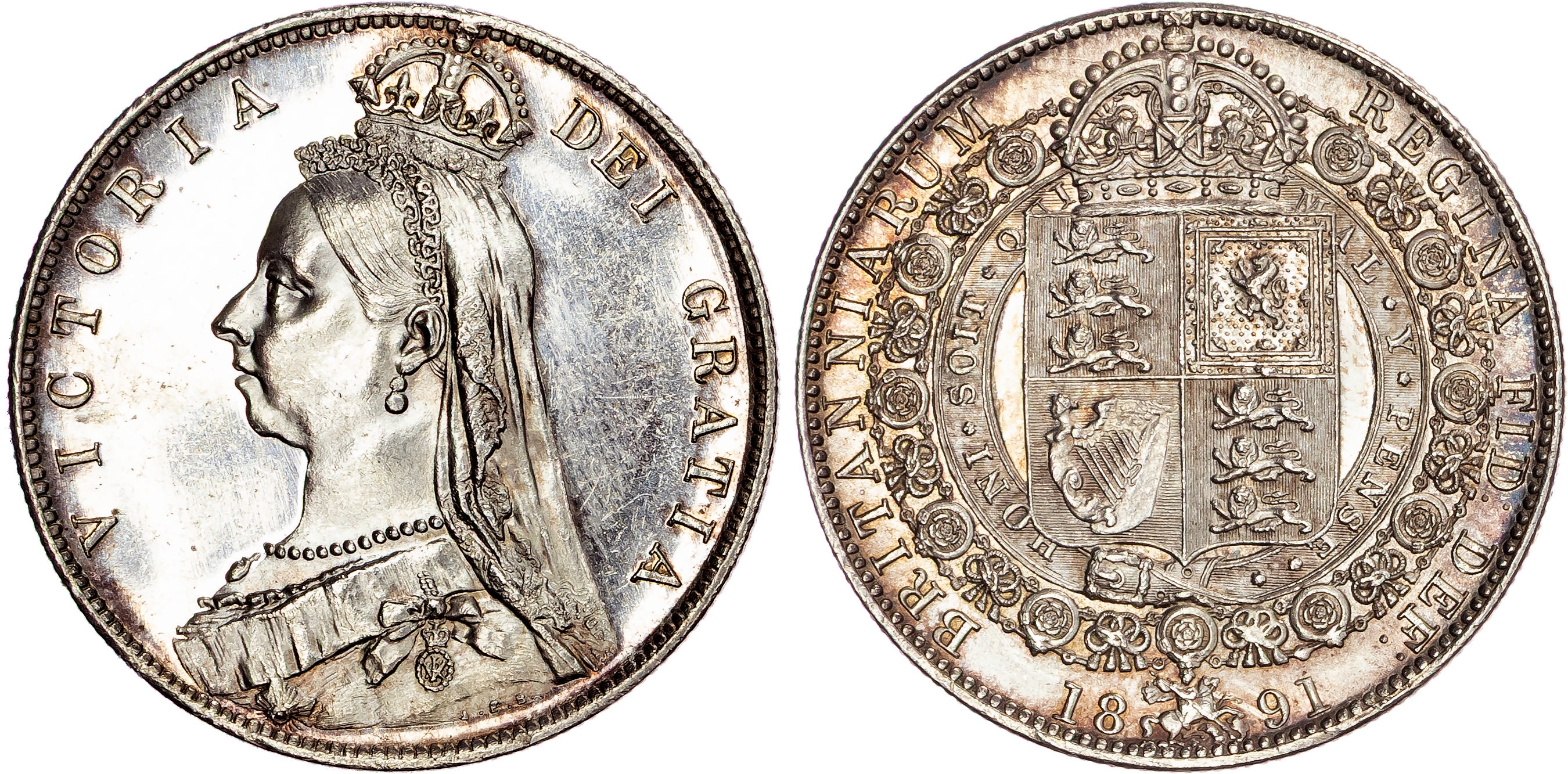 Victoria (1837-1901), AR Halfcrown, 1891.