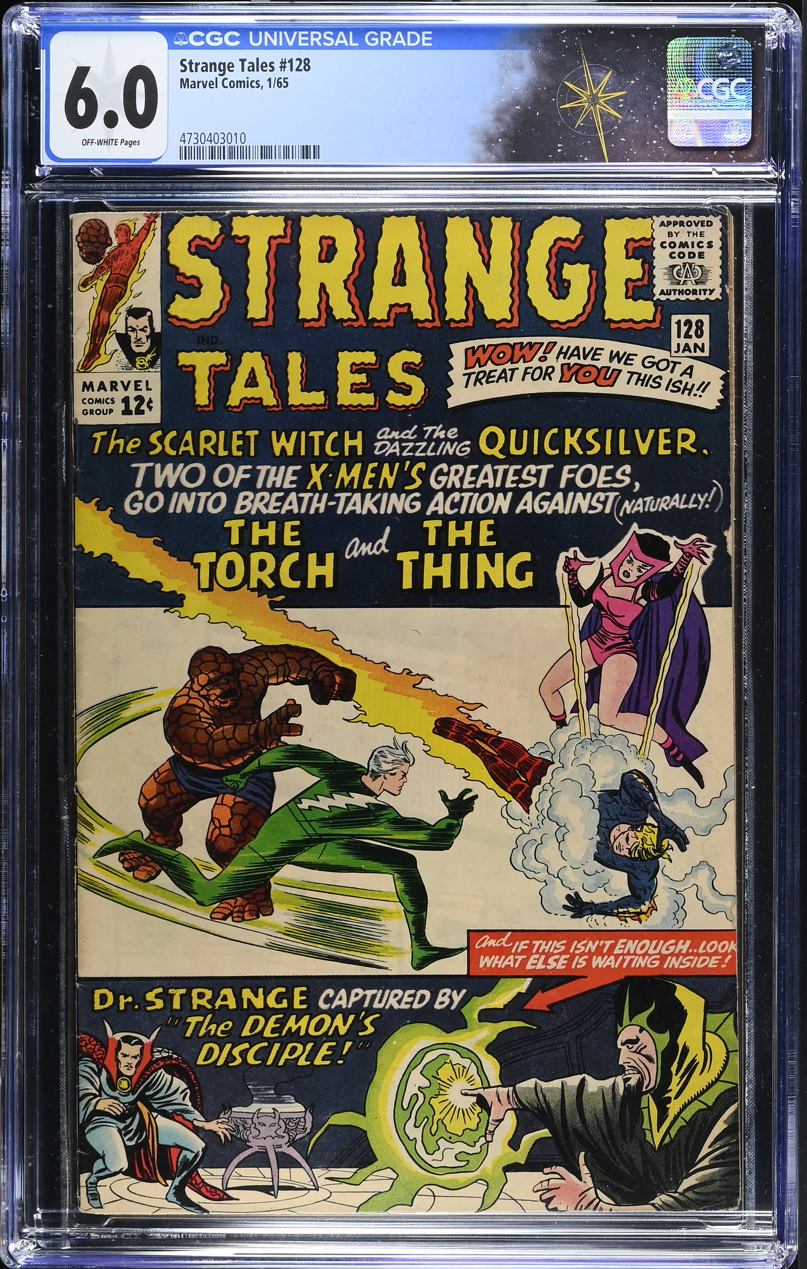 Strange Tales #128 CGC 6.0 1st Appearance of Demonicus & Doctor Strange Pin-Up (Marvel Comics, 1965) Off-White Pages
