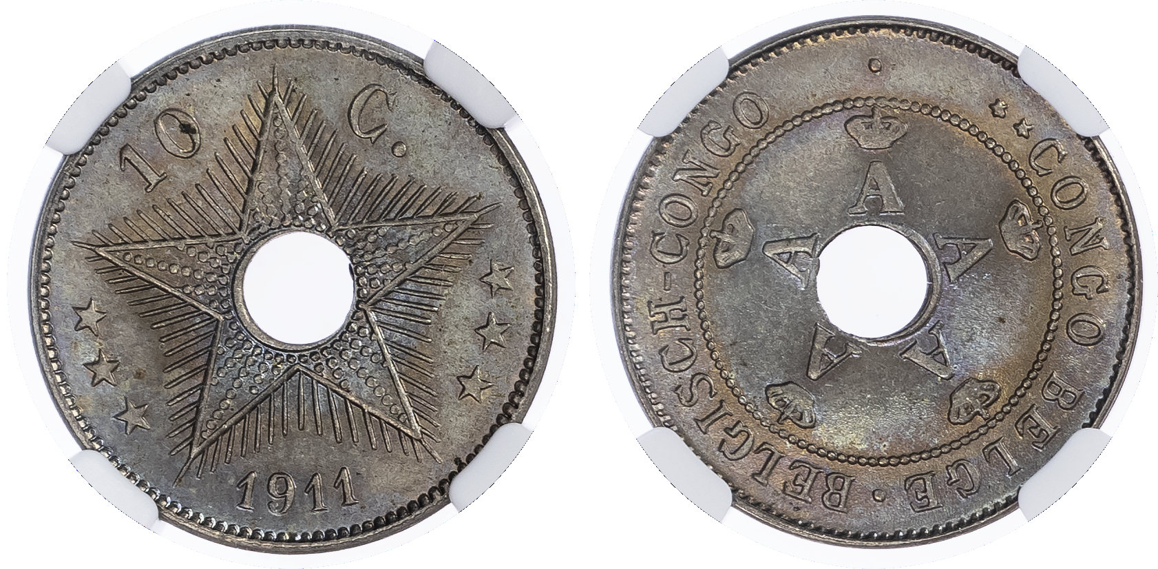 Belgium Congo. Albert I Cu-Ni 10 Centimes. 1911. 