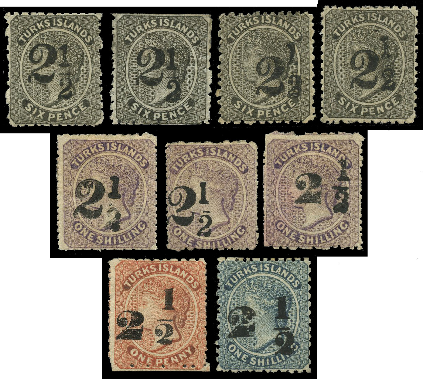Turks Island 1881 2½ local surcharge group