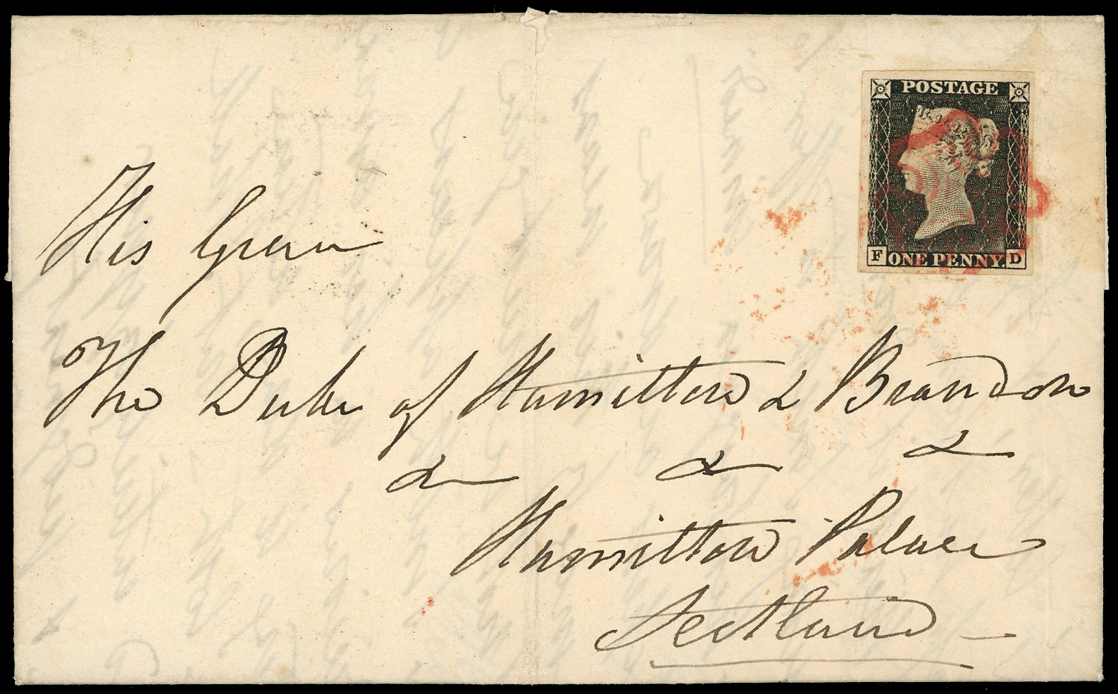 1840 1d Black Pl.1a. Two separate covers used in June 1840