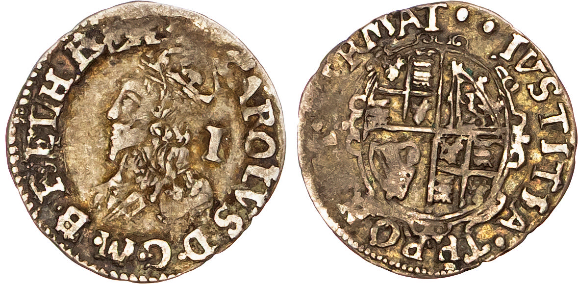Charles I (1625-1649), AR Penny, Group D, type 3.3-4, Tower mint (under King), mm. two pellets. 
