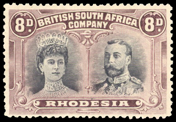 † 8d grey-black and dull purple perf 13½ SG 185/RSC B, position 45 mint