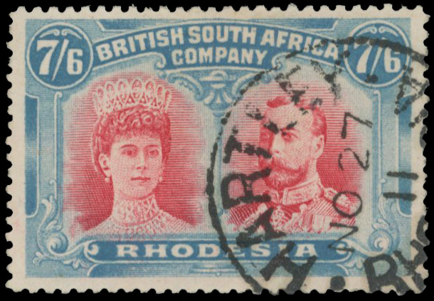 7s6d carmine and light blue SG 161 position 2 Gash in Ear used