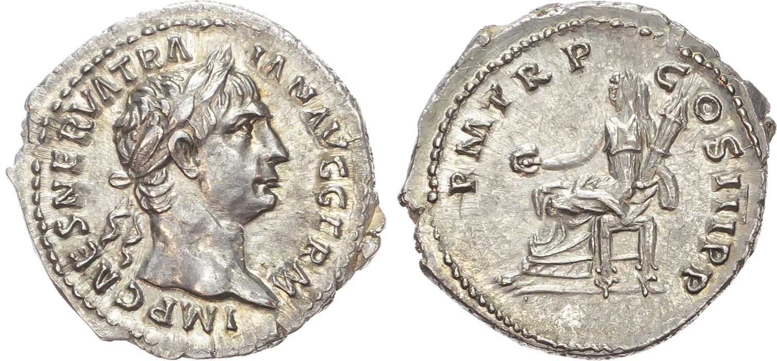 Trajan (AD 98-117) AR Denarius, Rome, AD 100, 3.36g. 