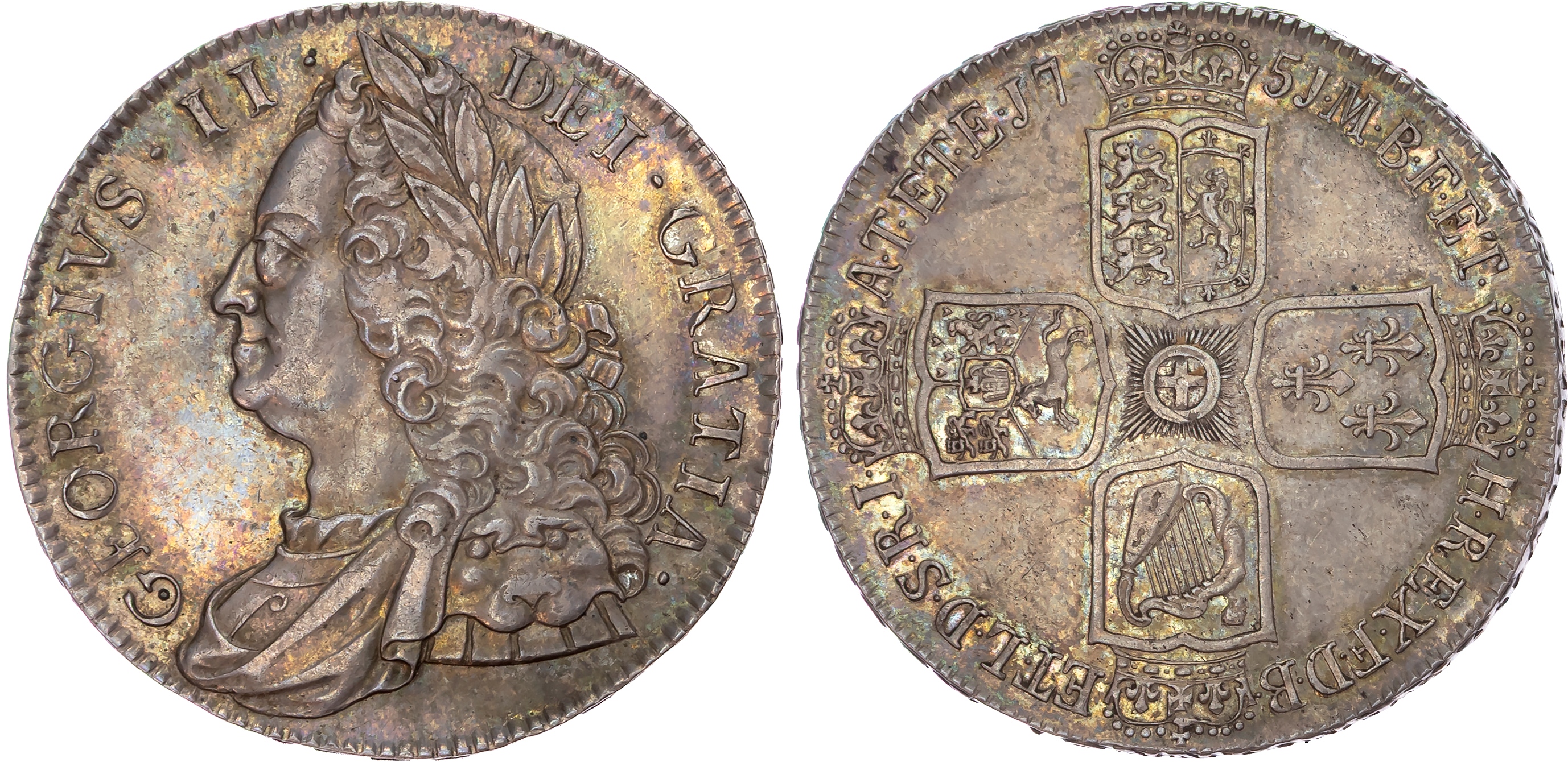George II (1727-1760), AR Crown, 1751, V. QVARTO.