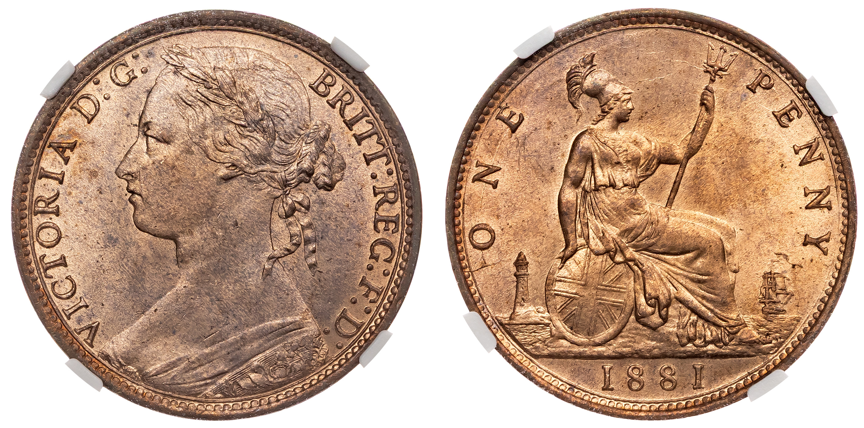 Victoria (1837-1901), Penny, 1881. NGC MS64RD (Second Highest Graded by NGC)