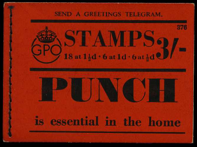 1940 (April) 3/- booklet (#376), perfs...