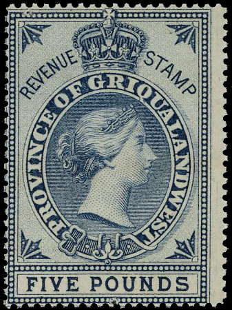 Griqualand Revenue £5 Bourne Head UNMOUNTED