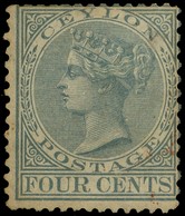 1872 4c grey perf 14 x 12½ with some brownish o.g., some short/trimmed perfs and staining at right; generally 'tired' but a...