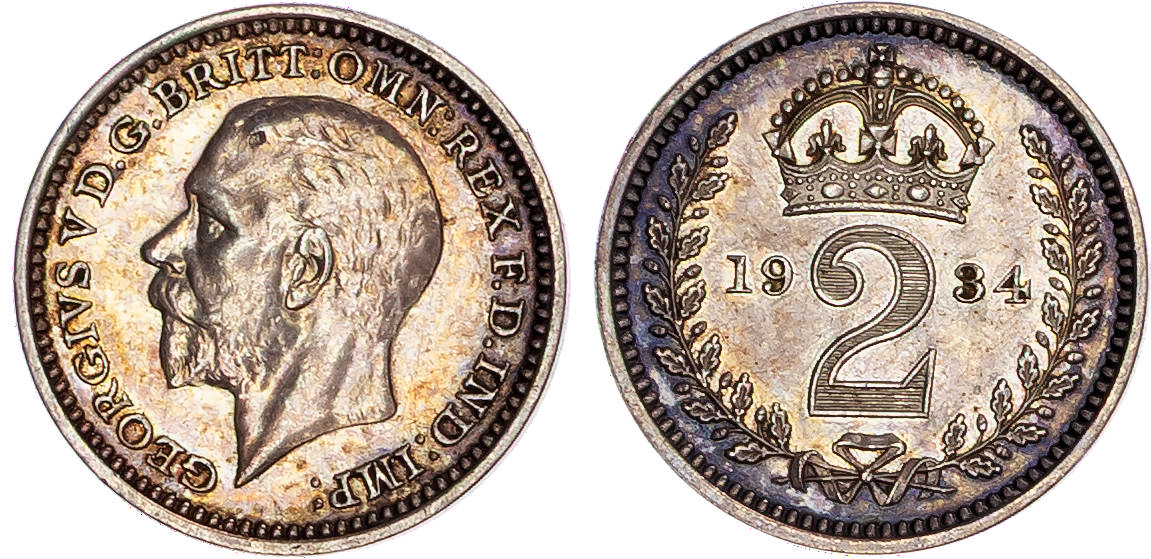 George V (1910-1936), Maundy Set, 1934, Fourth Coinage.