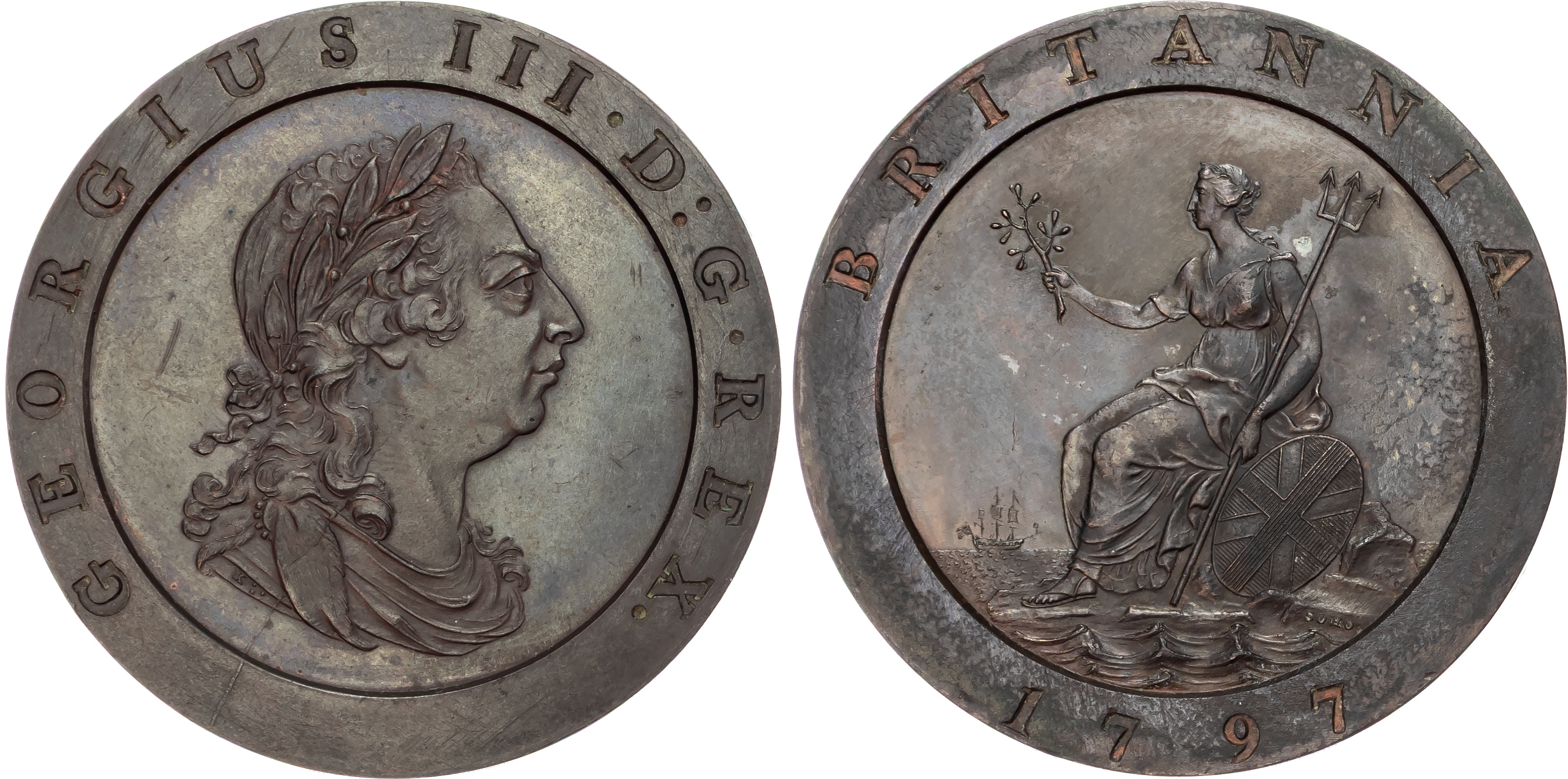 George III (1760-1820), Restrike Proof Twopence, 1797.