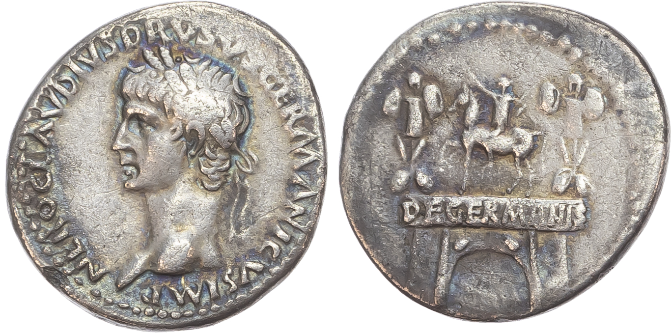 Nero Claudius Drusus (father of Claudius) AR Denarius, Rome, c. 41-45, 3.21g. 