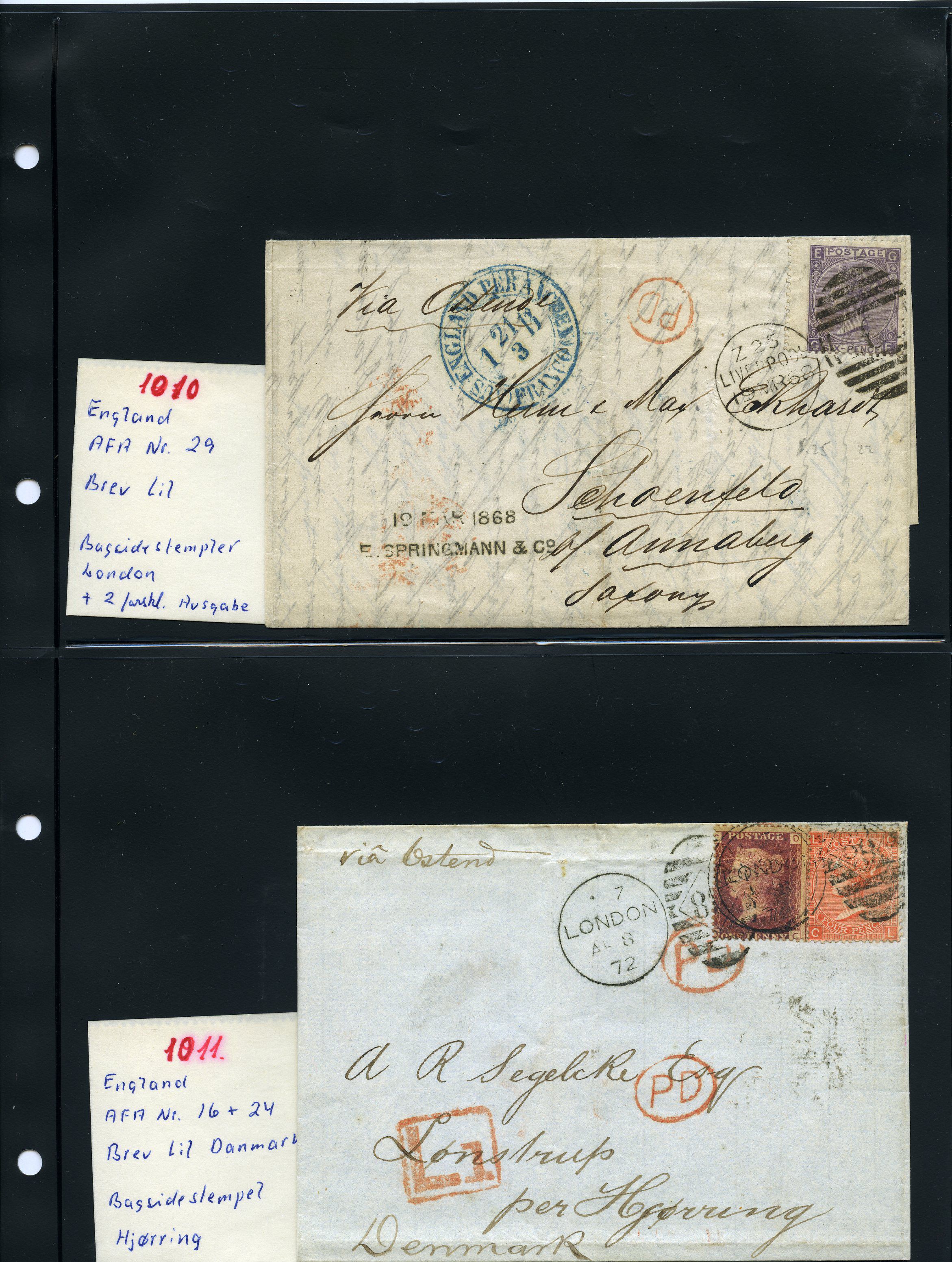 OVERSEAS MAIL: 1860-72 selection of six...