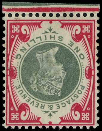 1900 1s Green & carmine (Wmk. Inverted)....