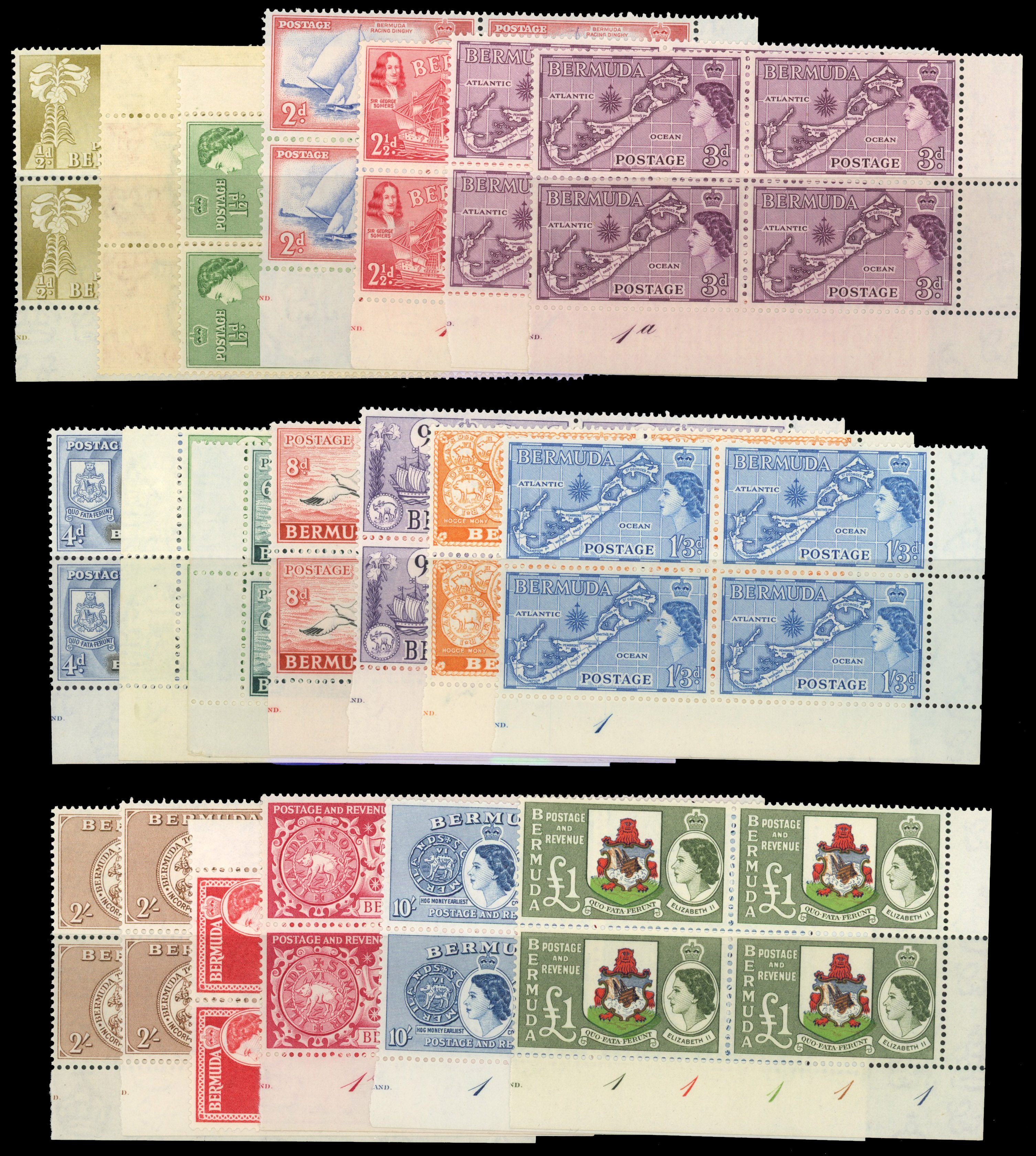 Bermuda SG 135-50 blocks mint