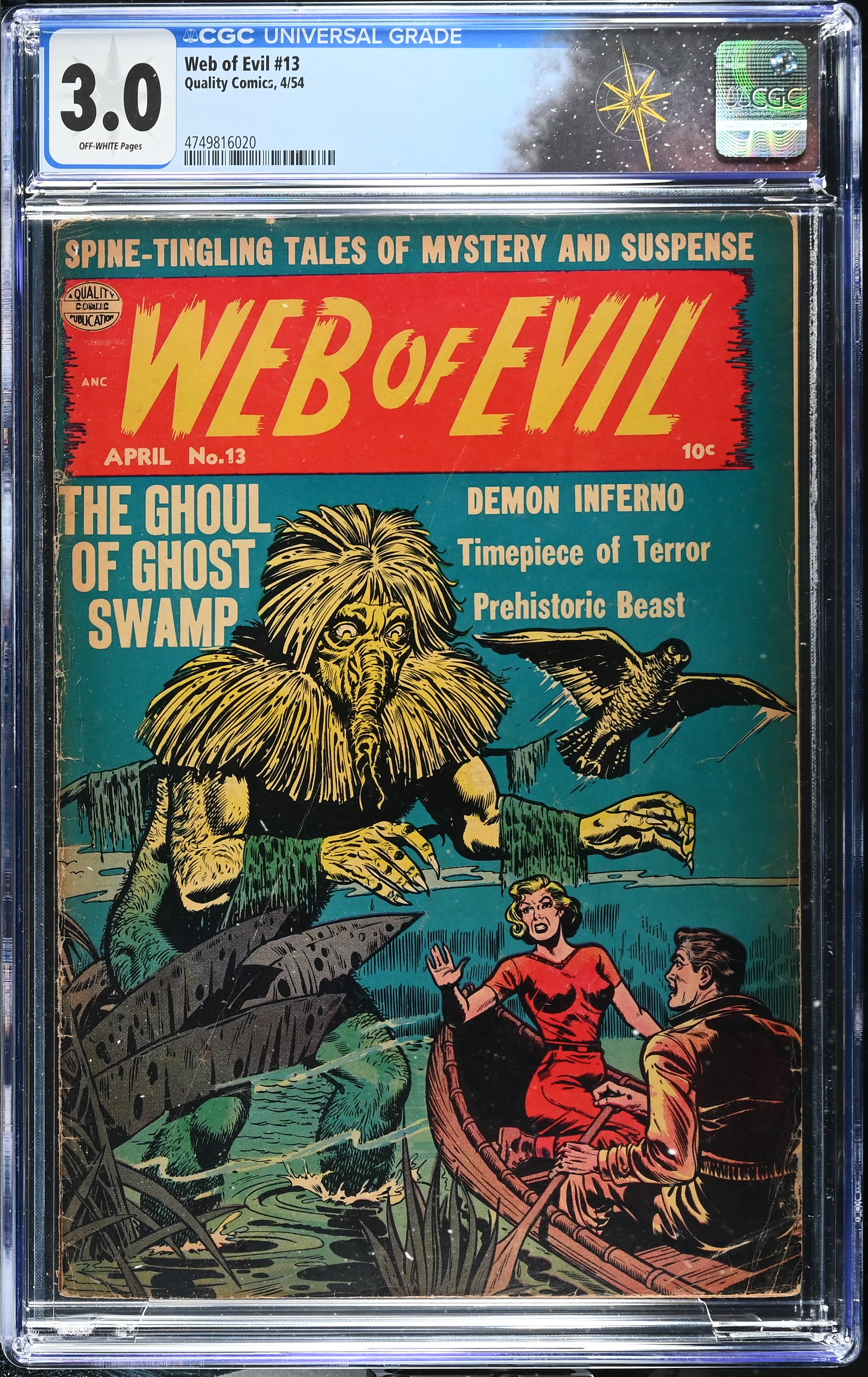 Web of Evil #13 CGC 3.0 Charles Nicholas and Louis Ravielli Art (Quality Comics, 1954) Off-White Pages