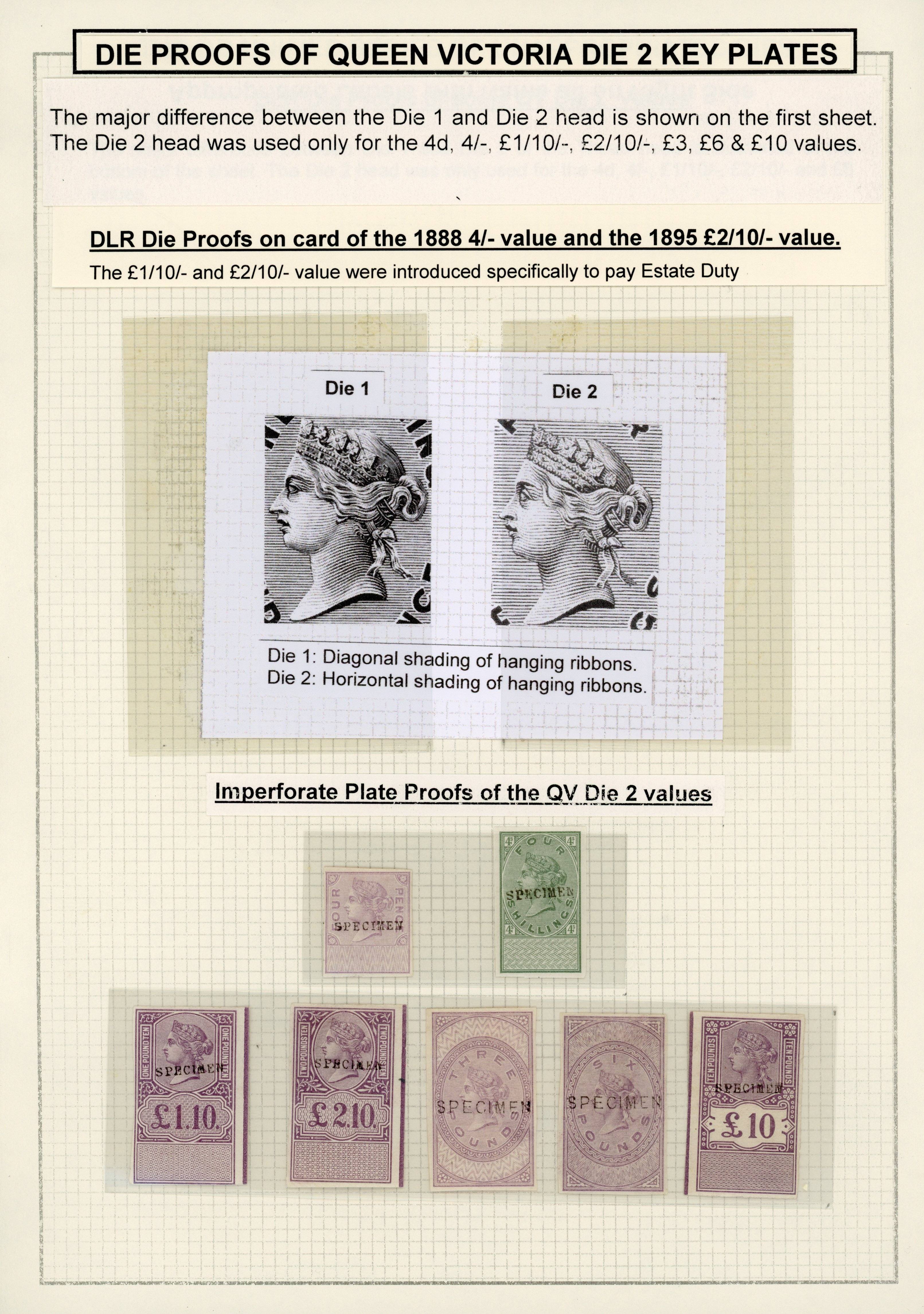 GB Unappropriated Dies. c1888 Head Die 2 plate proofs