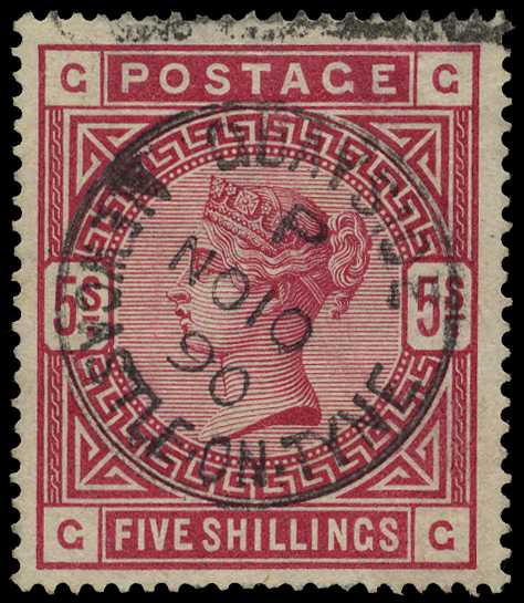 1883-84 5s crimson, (GG), used neatly struck...