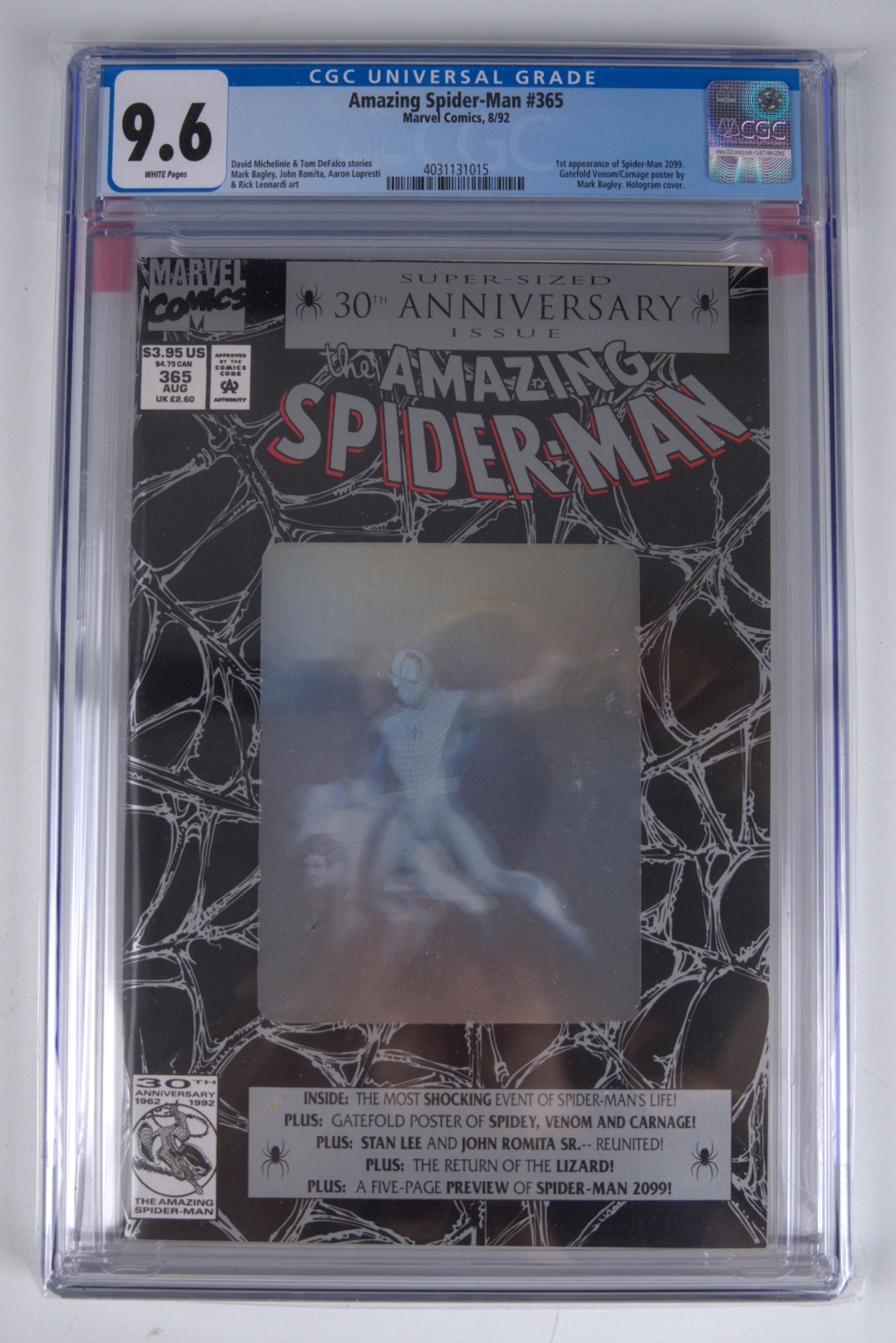 Amazing Spider-Man #365 CGC 9.6 1st Appearance of Spider-Man 2099 (Marvel Comics, 1992) White Pages
