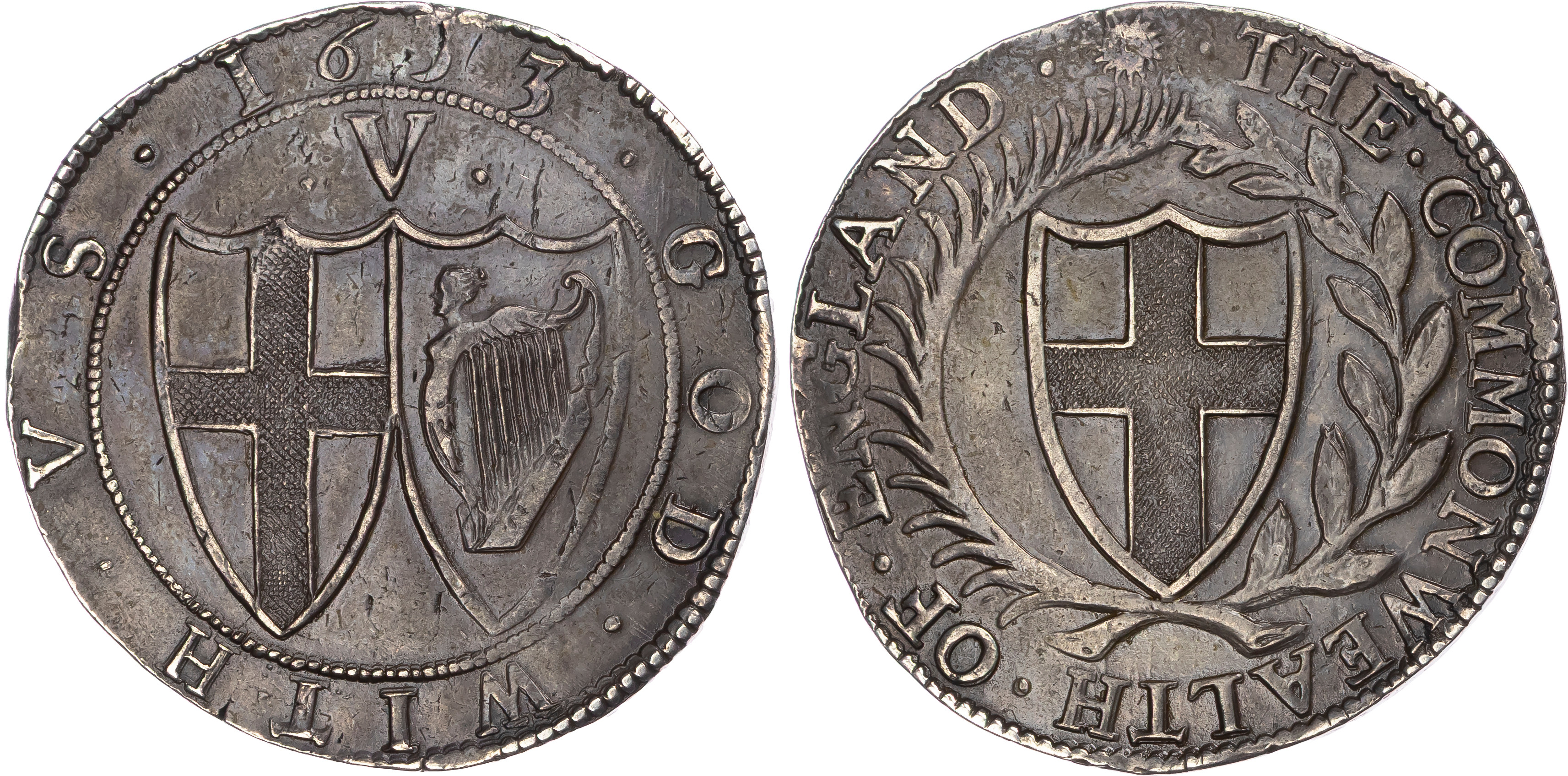 Commonwealth (1649-1660), AR Crown, 1653, mm. Sun.