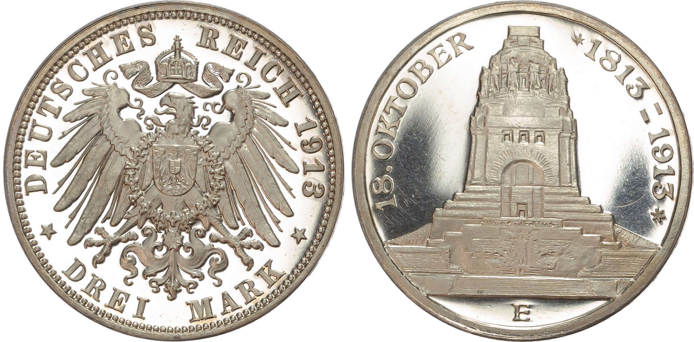 Germany, Saxony, Friedrich August III (1904-1918), silver Proof 3 Marks.