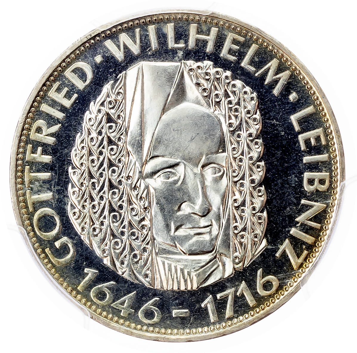 Germany, Federal Republic. Wilhelm Leibniz AR Proof 5 Marks. 1966D. 