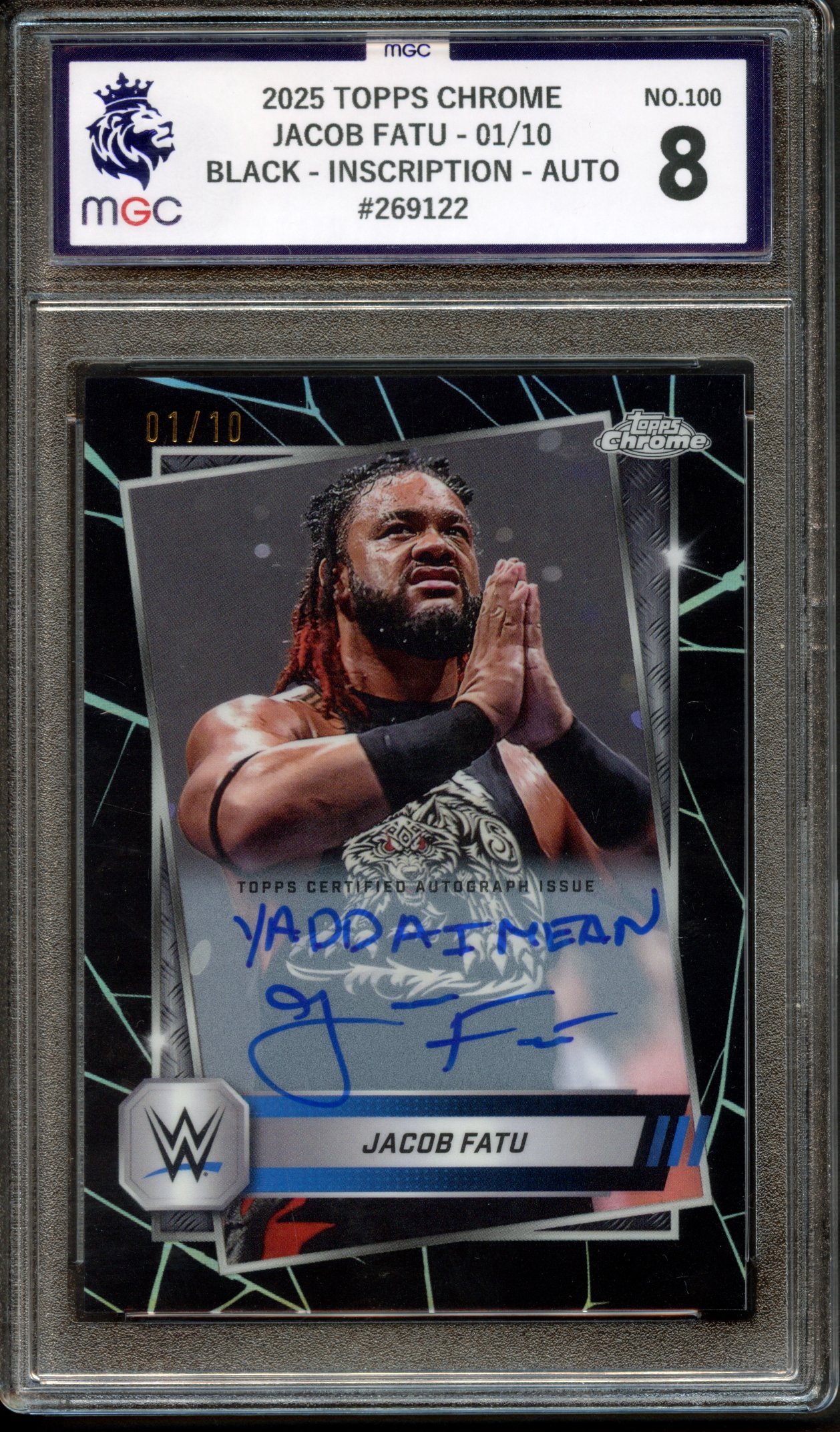 2025 TOPPS CHROME WWE JACOB FATU 01/10 BLACK AUTO #269122