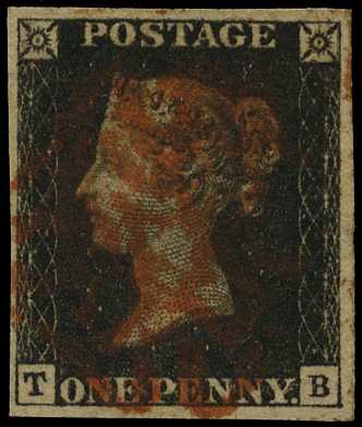 1840 1d black, plate 8 (TB) 4 good to...