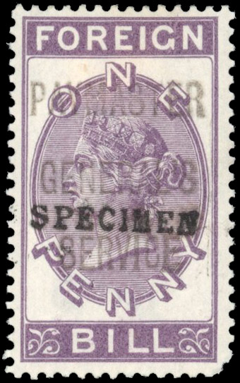GB Paymaster General's Service 1890 1d Specimen