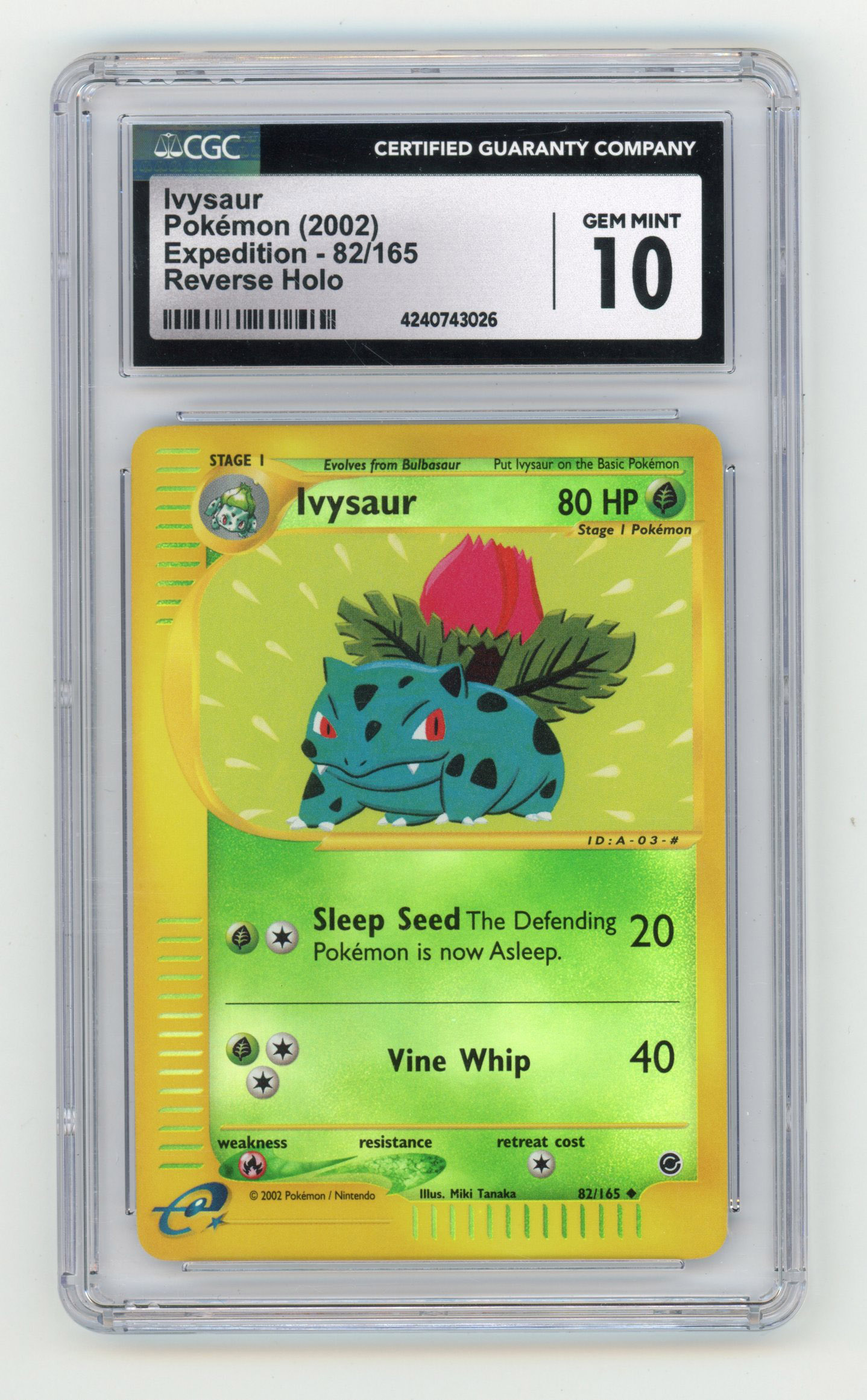 CGC 10 Ivysaur #82 Reverse Holo - Expedition