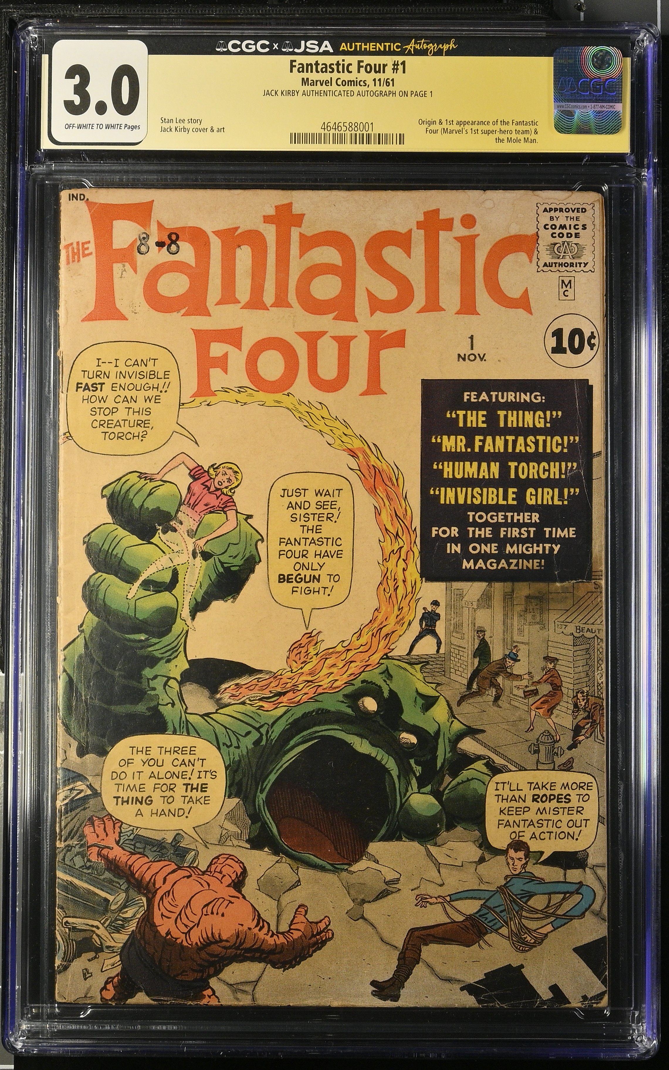 Fantastic Four #1 (Marvel Comics 1964) CGC 3.0 Signed by Jack Kirby