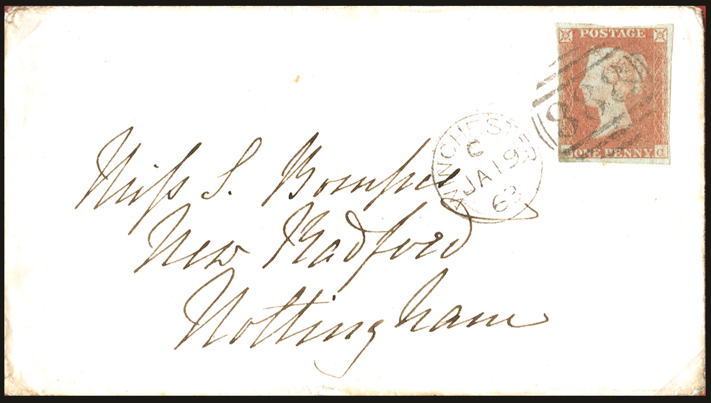 1841 1d Red-brown Pl.52. Very fine used good...