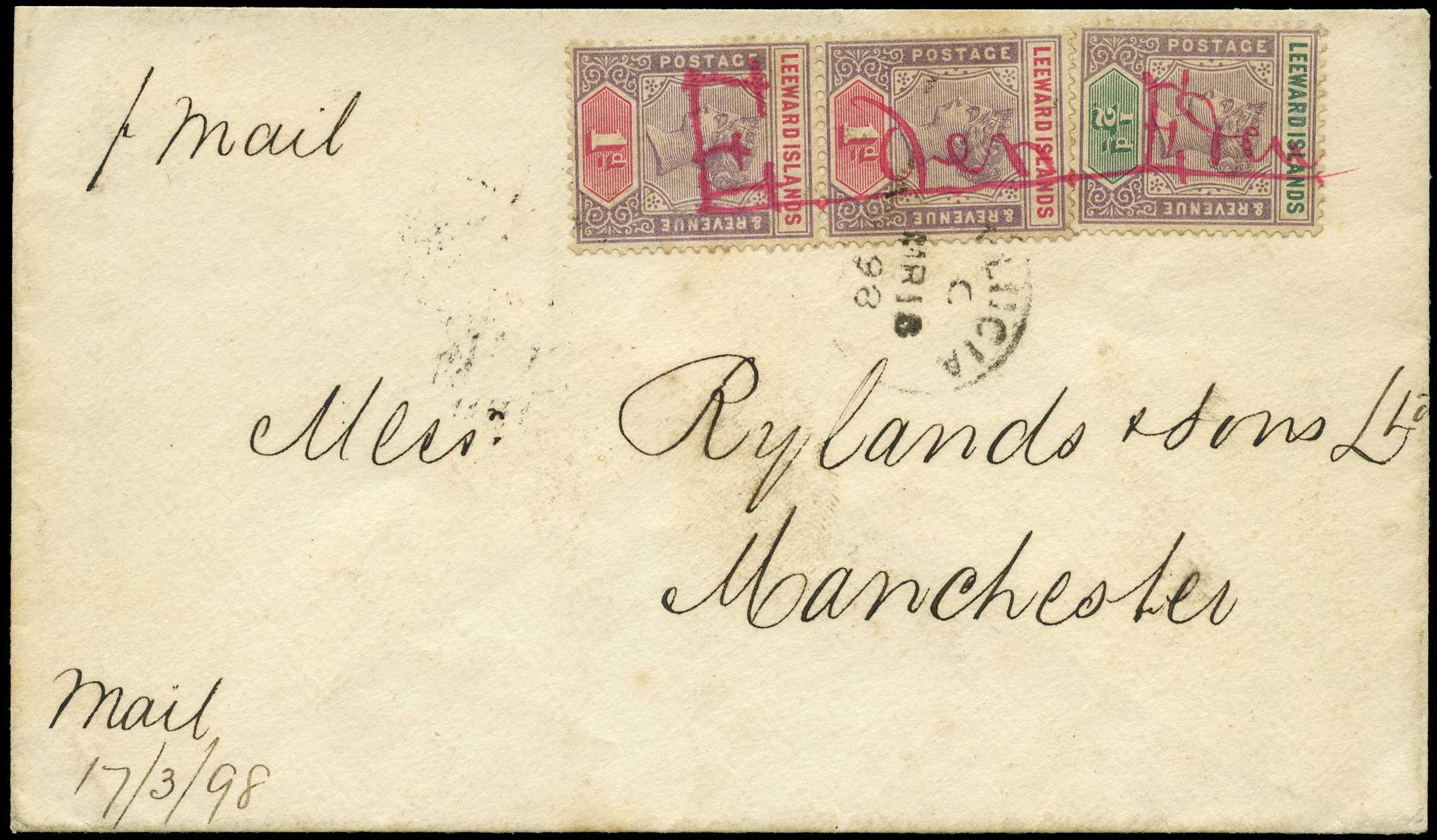 1898 (17/March) cover posted in Dominica...