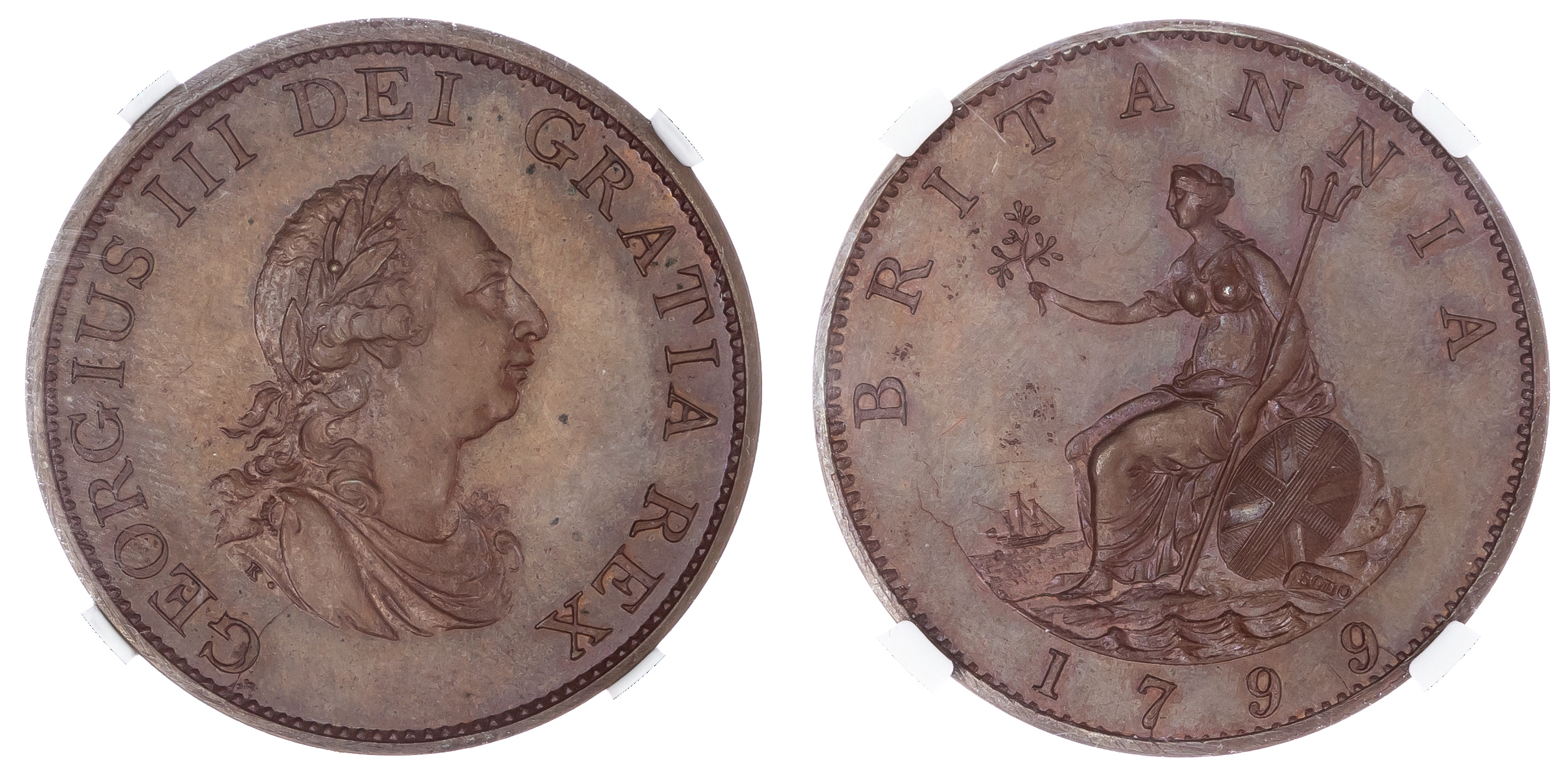 George III (1760-1820), Bronzed Proof Restrike Halfpenny, 1799 by William Joseph Taylor, SOHO, laureate and draped head