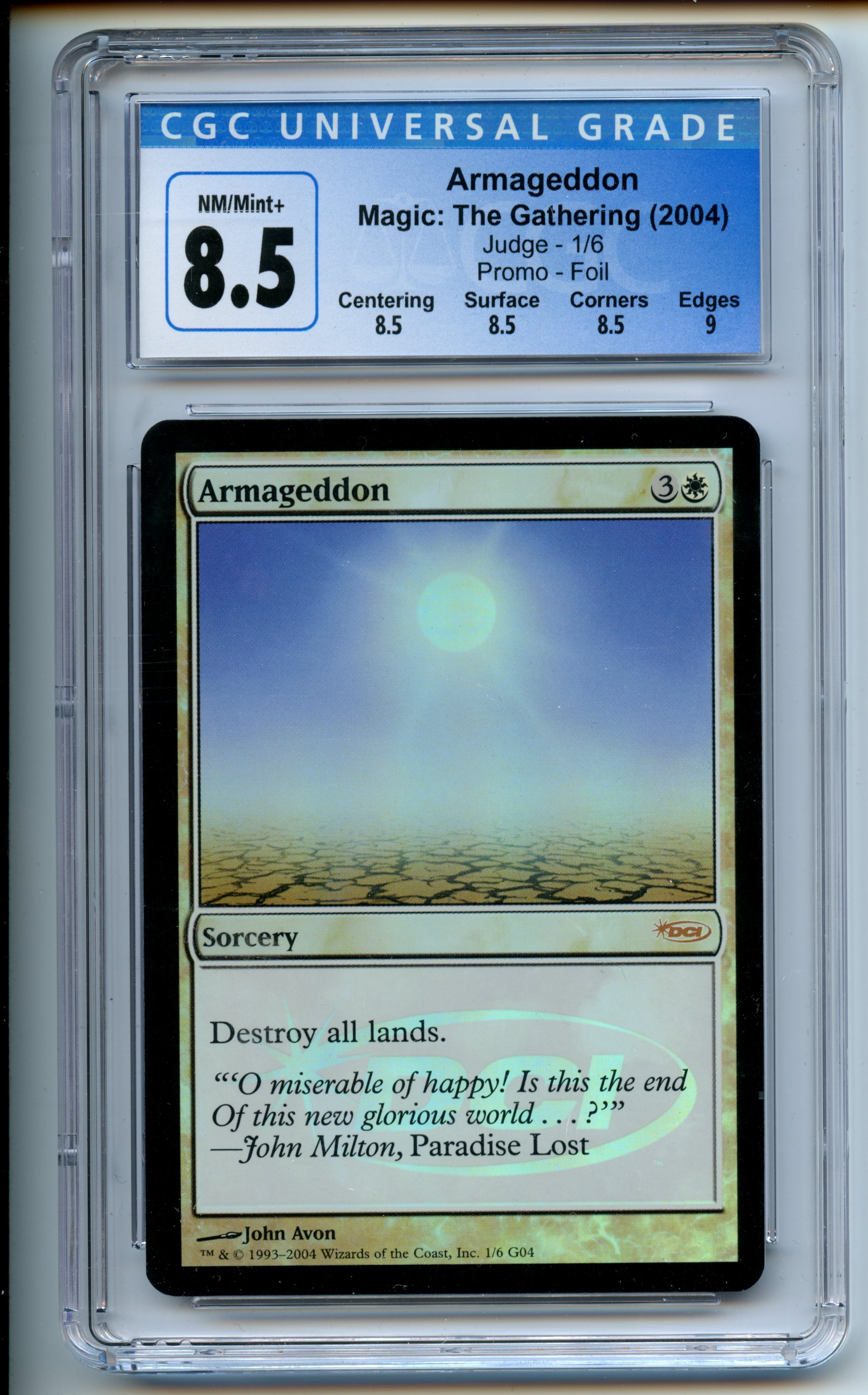 Magic: The Gathering  - Armageddon FOIL  - Judge Promo - CGC 8.5