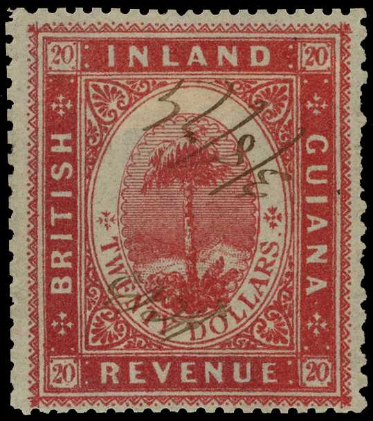 Inland Revenue: 1869-78 $20 red, perf 12x10,...