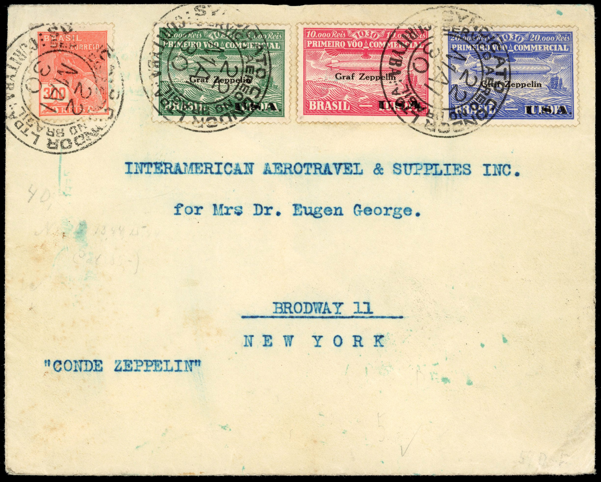 Brazil Airmails 1930 Graf Zeppelin surcharges covers