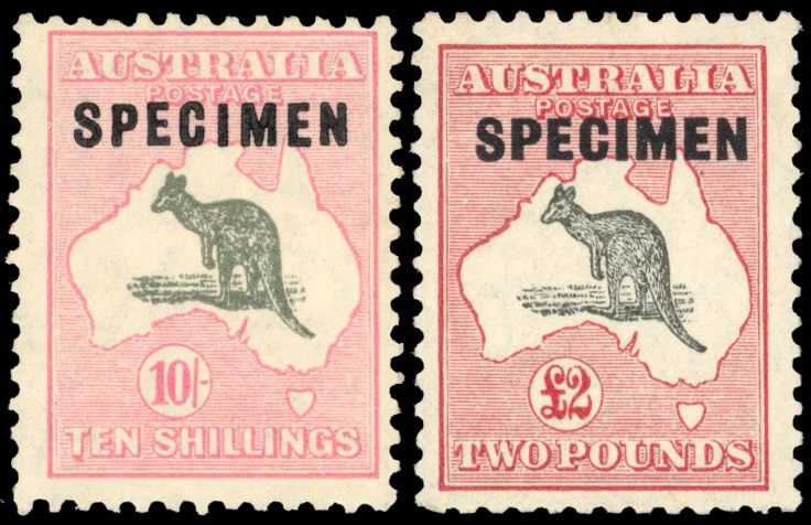 Australia SG 112s, 114s Specimens