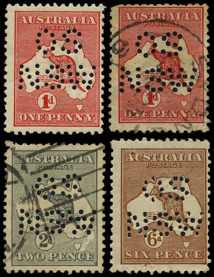 1913-27 'OS/NSW' punctured selection...