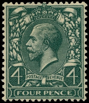 1924-26 4d grey-green, variety PRINTED ON THE GUMMED SIDE