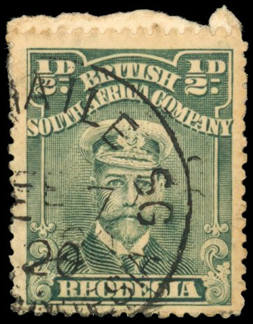 Rhodesia postmarks Dunphaile Siding on ½d Admiral