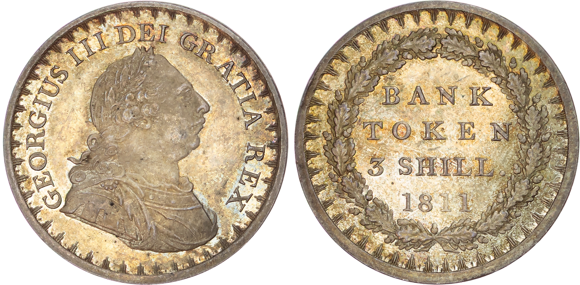 George III (1760-1820), Bank of England Issue (1804-1816), AR Three Shillings, 1811.