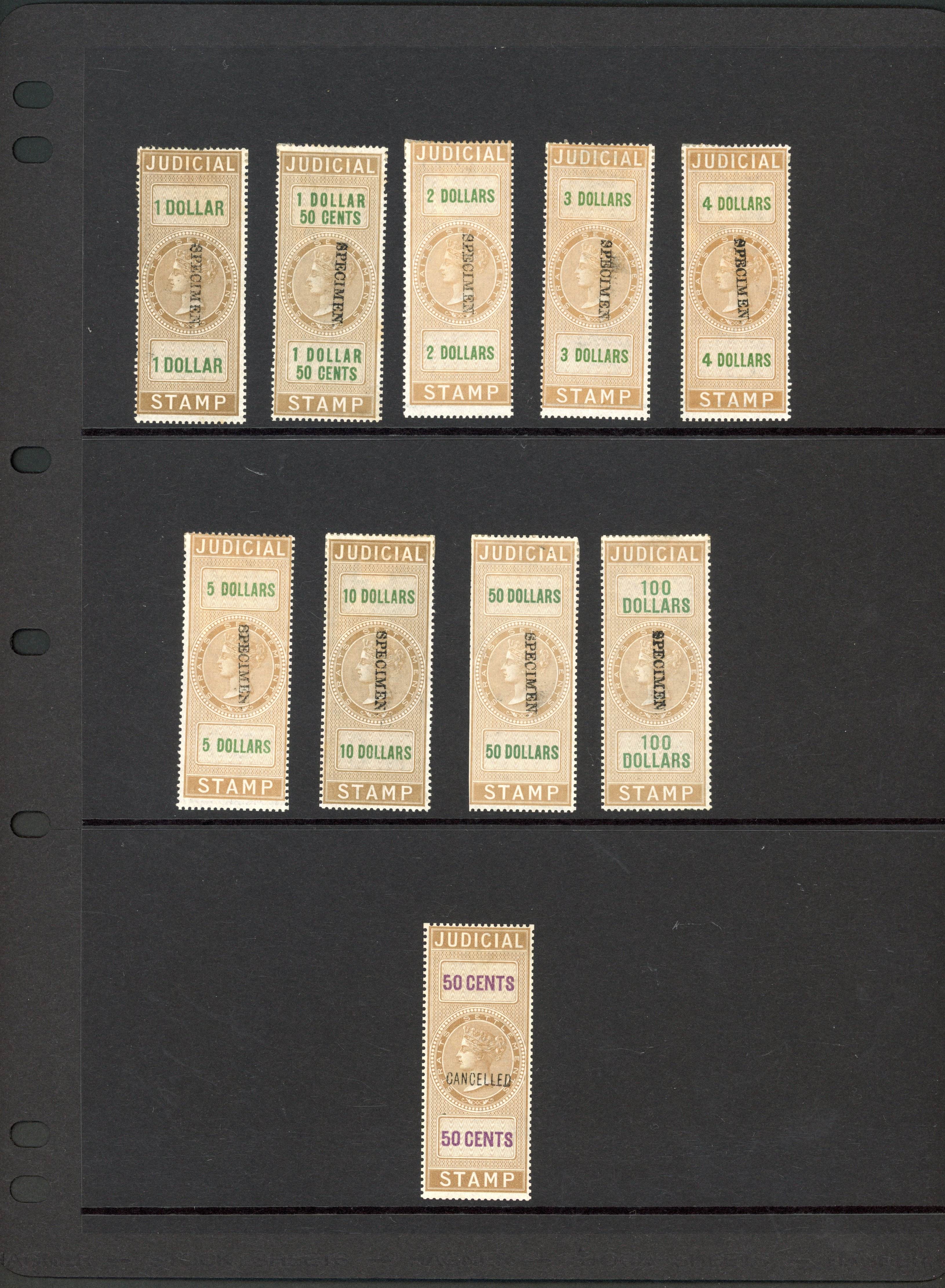 Straits Judicial 1874-90 Third Issue Specimens