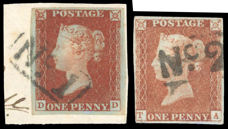 1841 1d Red-brown Pl.56 & 64. No.1 & No.2 H/S