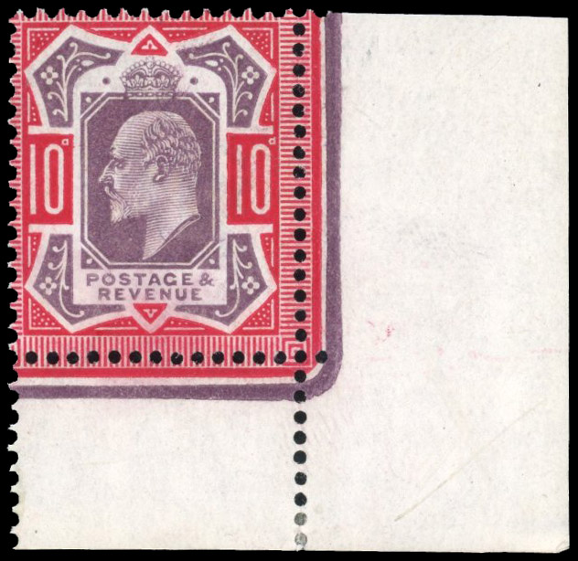 GB SG 256 1910 10d dull purple & scarlet mint