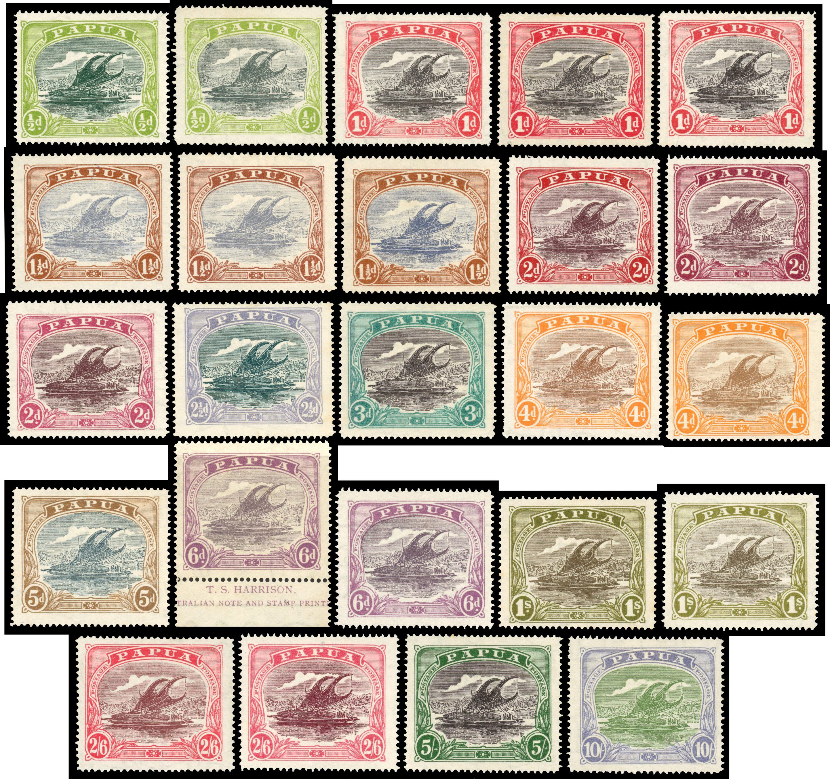 Papua 1916-31 range to 10s