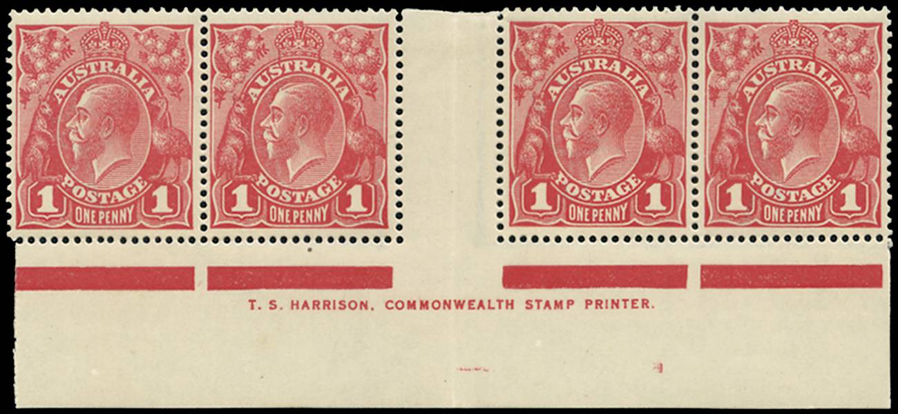 AUSTRALIA SG 21c/cj 1914-20 1d Harrison Imprt str4 o.g.