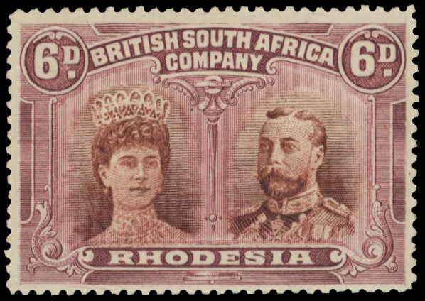 6d purple-brown and brown-purple perf 15 RSC H, position 4 mint