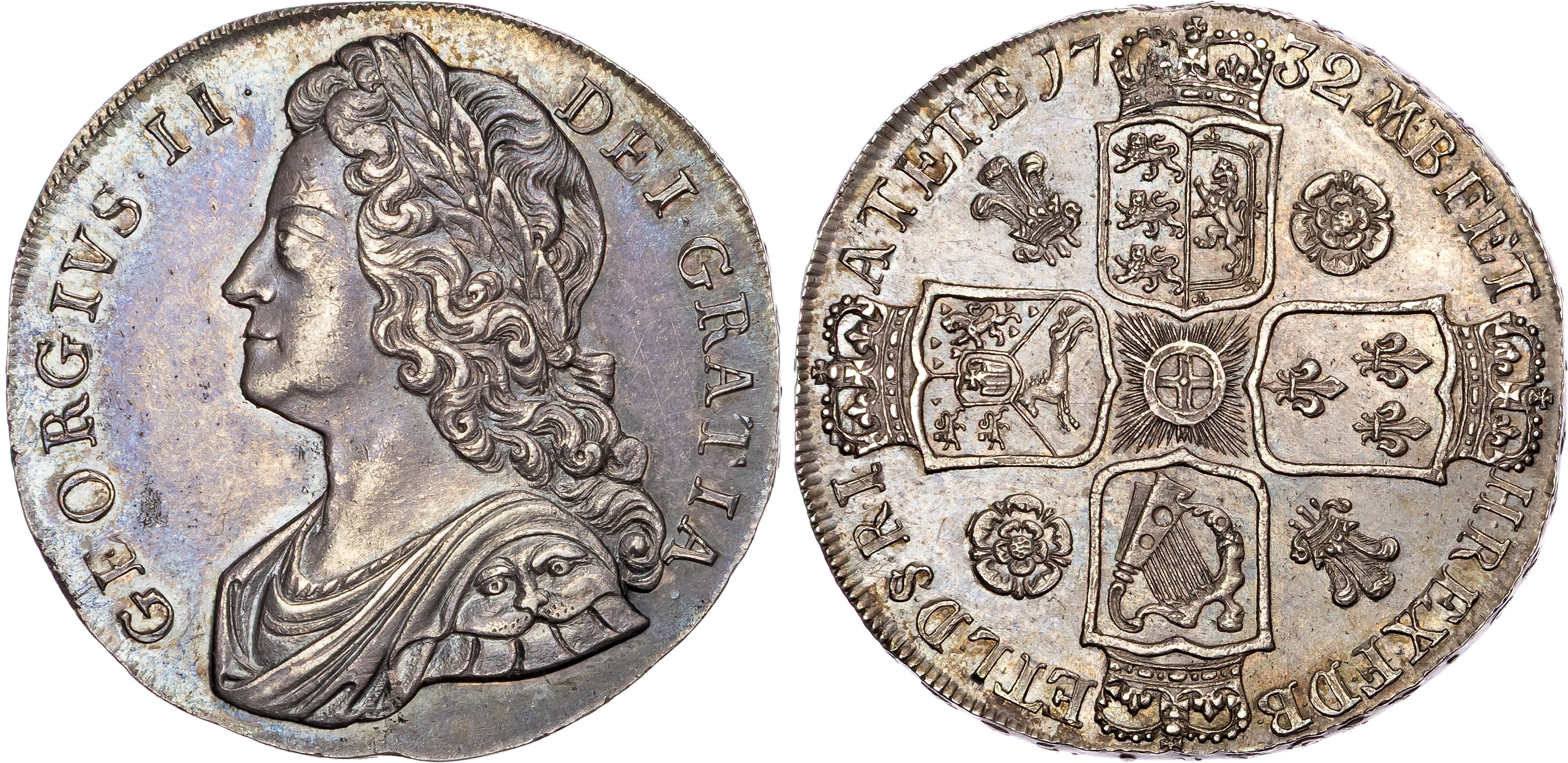 George II (1727‐1760), AR Crown, 1732 SEXTO.